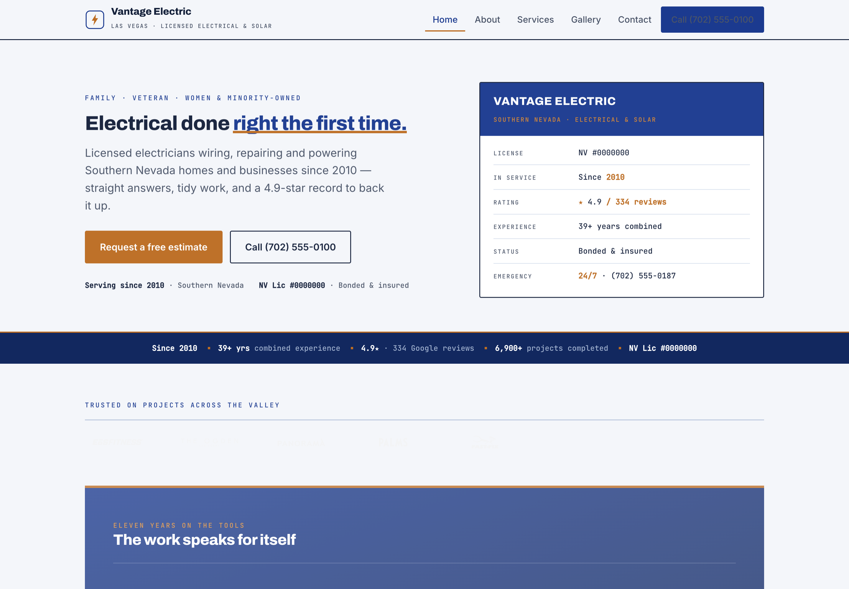 A licensed electrician — a bespoke website by Dalley Digital